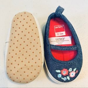 Adorable denim flower baby shoes